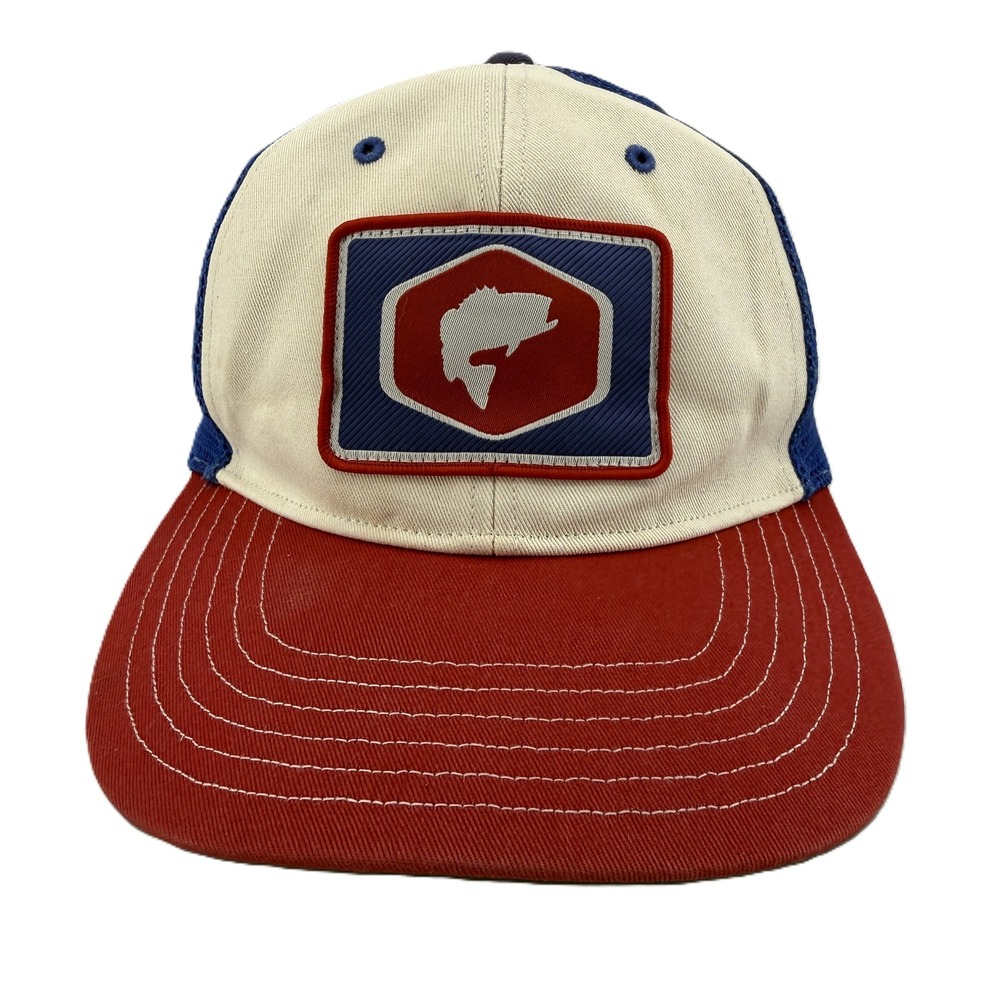 Simms Fishing Products Trucker Hat Men Red White Blue Mesh Snapback Patch Cap